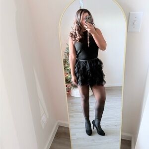 Black Sleeveless Top and Ruffled Skirt Set
